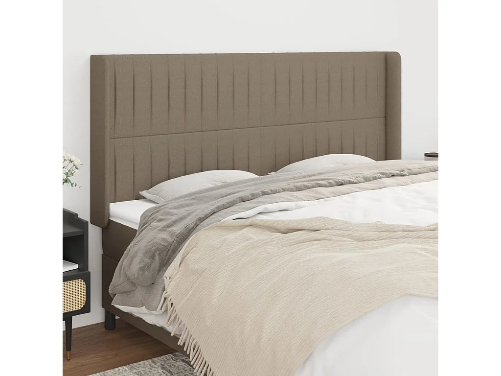 Hoofdbord | Hoofdeinde met randen 183x16x118/128 cm stof taupe