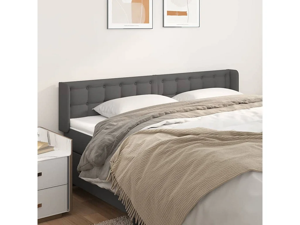 Hoofdbord | Hoofdeinde met randen 163x16x78/88 cm kunstleer grijs
