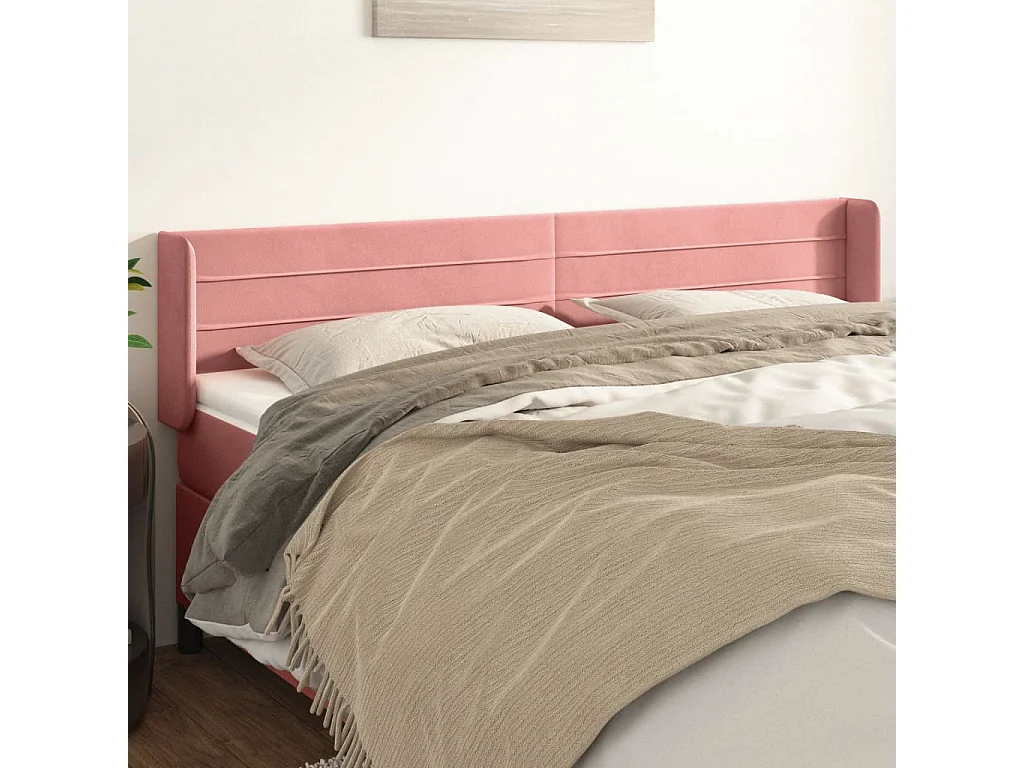 Hoofdbord | Hoofdeinde met randen 163x16x78/88 cm fluweel roze