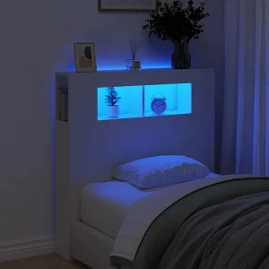 Hoofdbord | Hoofdeinde met LED 100×18,5×103,5 cm bewerkt hout Hoofdbord | Hoofdeinde met LED 100×18,5×103,5 cm bewerkt hout