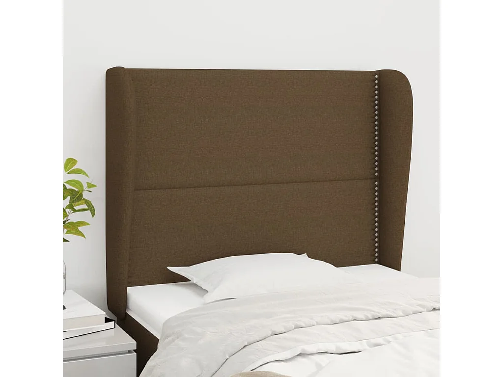 Hoofdbord | Hoofdeinde met randen 93x23x118/128 cm stof donkerbruin