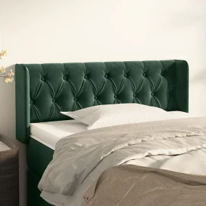 Hoofdbord | Hoofdeinde met randen 103x16x78/88 cm fluweel donkergroen Hoofdbord | Hoofdeinde met randen 103x16x78/88 cm fluweel donkergroen