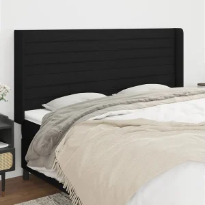 Hoofdbord | Hoofdeinde met randen 163x16x118/128 cm stof zwart