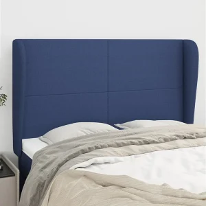 Hoofdbord | Hoofdeinde met randen 147x23x118/128 cm stof blauw Hoofdbord | Hoofdeinde met randen 147x23x118/128 cm stof blauw