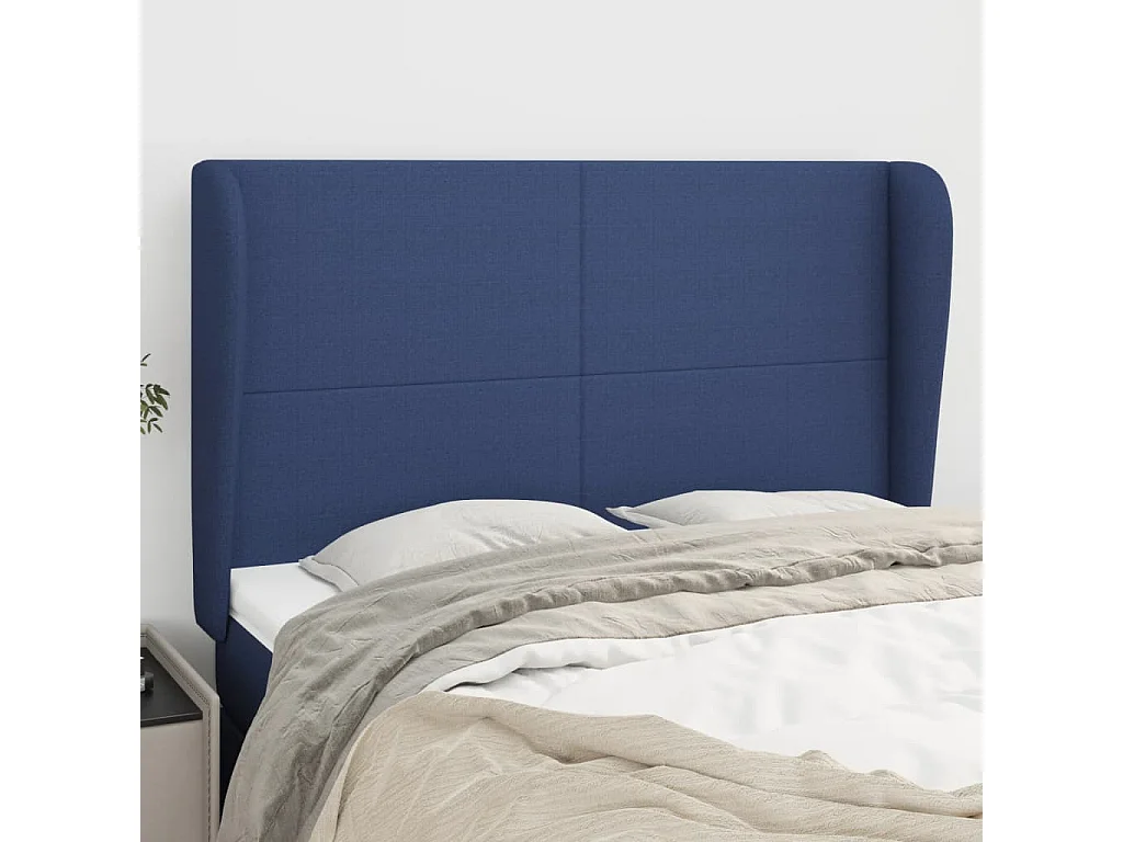 Hoofdbord | Hoofdeinde met randen 147x23x118/128 cm stof blauw