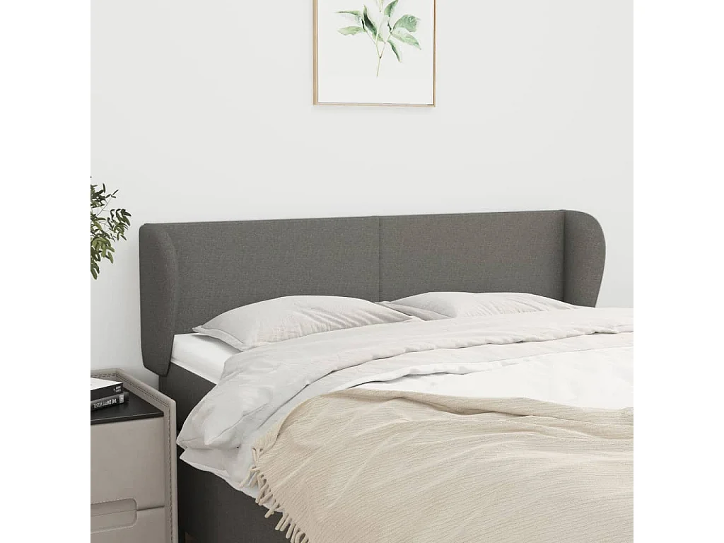 Hoofdbord | Hoofdeinde met randen 147x23x78/88 cm stof donkergrijs