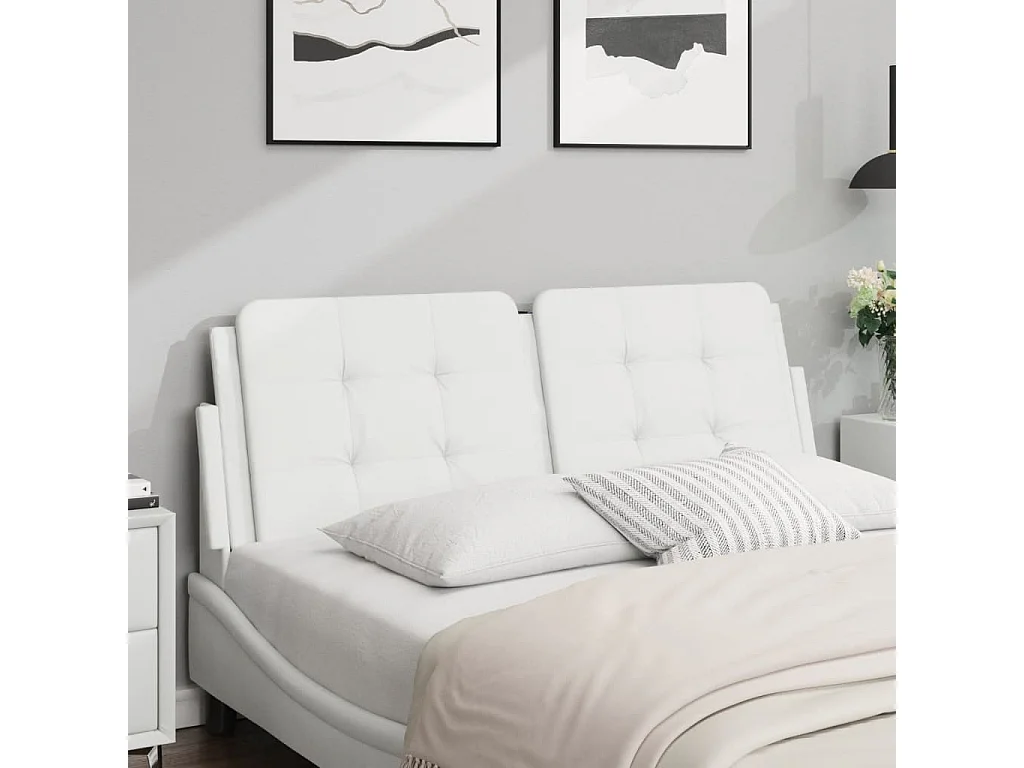 Hoofdbord | Hoofdbordkussen "Zadar" 140 cm kunstleer wit