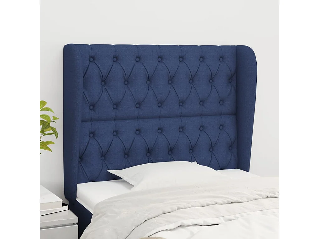 Hoofdbord | Hoofdeinde met randen 93x23x118/128 cm stof blauw