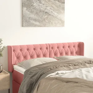 Hoofdbord | Hoofdeinde met randen 163x16x78/88 cm fluweel roze