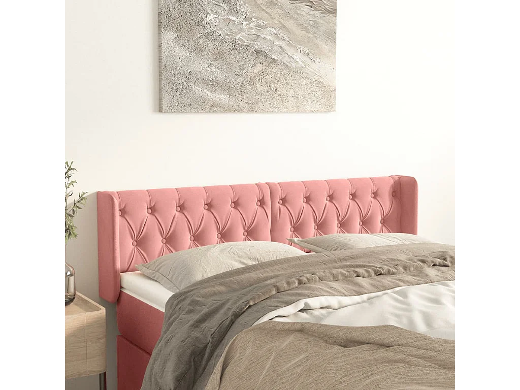 Hoofdbord | Hoofdeinde met randen 163x16x78/88 cm fluweel roze