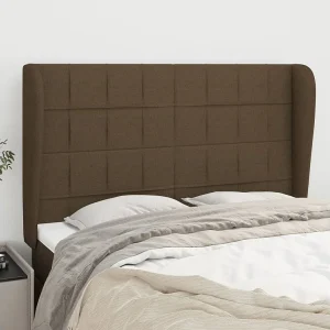 Hoofdbord | Hoofdeinde met randen 147x23x118/128 cm stof donkerbruin Hoofdbord | Hoofdeinde met randen 147x23x118/128 cm stof donkerbruin