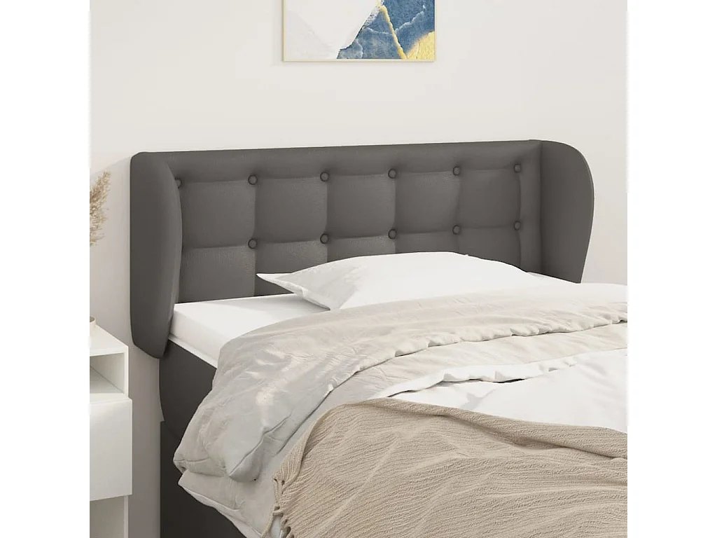 Hoofdbord | Hoofdeinde met randen 93x23x78/88 cm kunstleer grijs