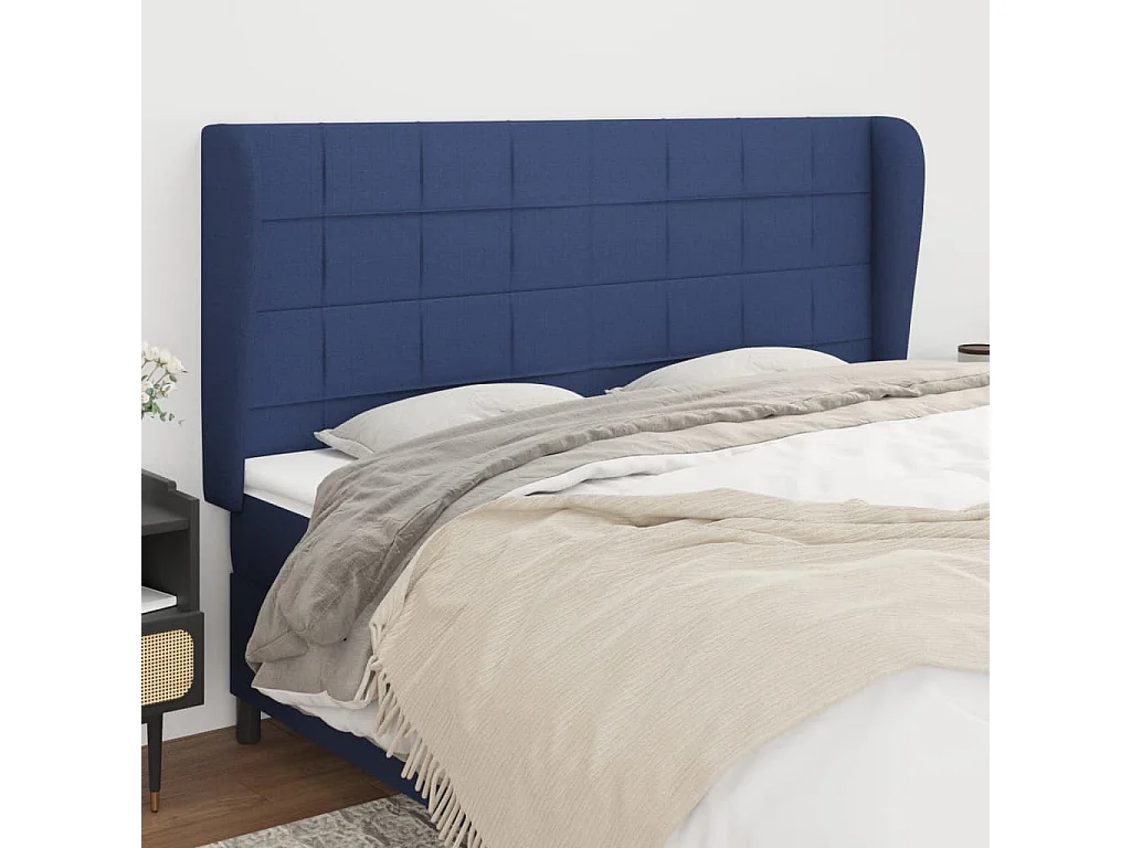 Hoofdbord | Hoofdeinde met randen 163x23x118/128 cm stof blauw