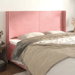 Hoofdbord | Hoofdeinde met randen 203x16x118/128 cm fluweel roze