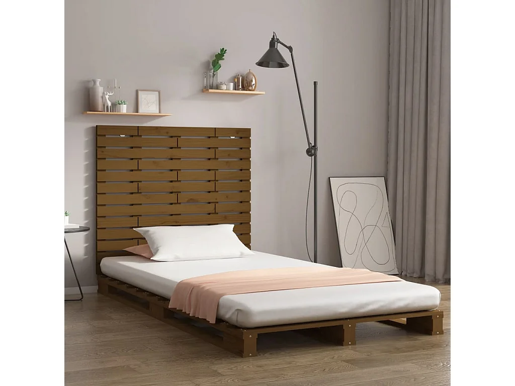 Hoofdbord | Hoofdeinde wandmontage 126x3x91,5 cm grenenhout honingbruin