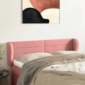 Hoofdbord | Hoofdeinde met randen 147x23x78/88 cm fluweel roze Hoofdbord | Hoofdeinde met randen 147x23x78/88 cm fluweel roze