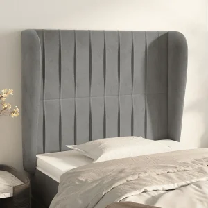 Hoofdbord | Hoofdeinde met randen 103x23x118/128 cm fluweel lichtgrijs