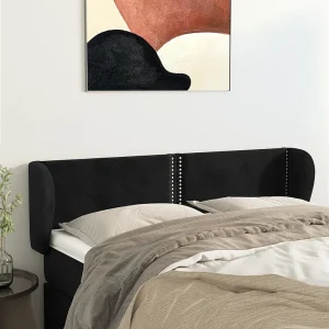 Hoofdbord | Hoofdeinde met randen 147x23x78/88 cm fluweel zwart