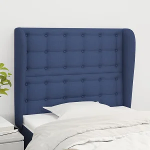 Hoofdbord | Hoofdeinde met randen 103x23x118/128 cm stof blauw