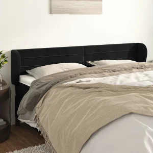 Hoofdbord | Hoofdeinde met randen 163x23x78/88 cm fluweel zwart