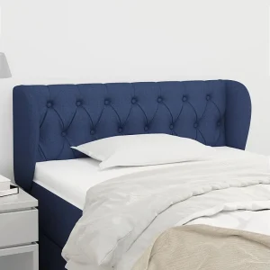 Hoofdbord | Hoofdeinde met randen 103x23x78/88 cm stof blauw Hoofdbord | Hoofdeinde met randen 103x23x78/88 cm stof blauw