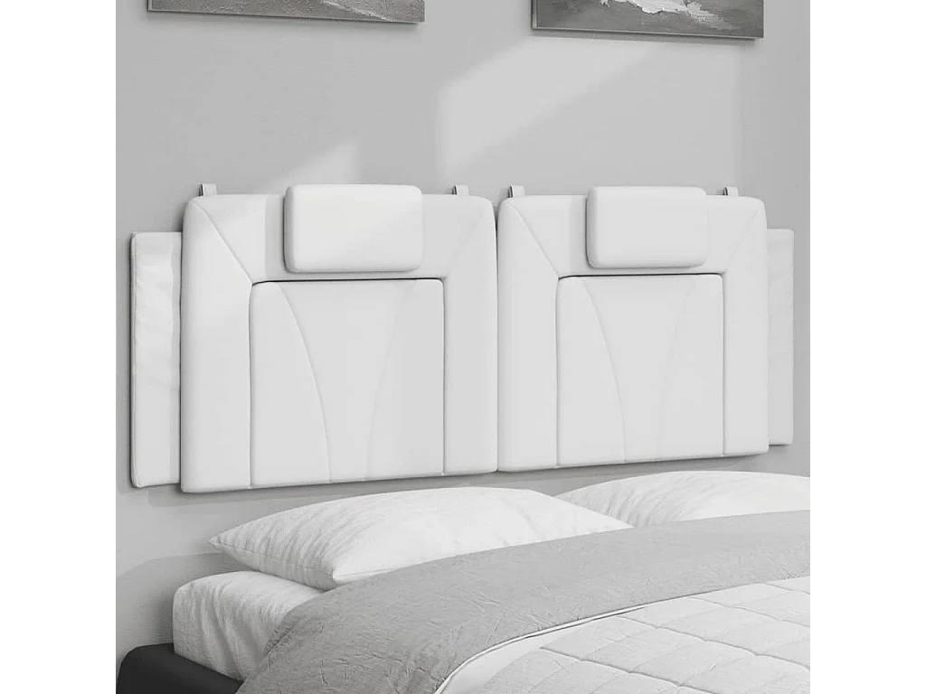 Hoofdbord | Hoofdbordkussen "Viana" 120 cm kunstleer wit