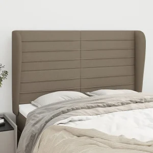 Hoofdbord | Hoofdeinde met randen 147x23x118/128 cm stof taupe Hoofdbord | Hoofdeinde met randen 147x23x118/128 cm stof taupe