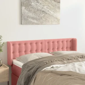 Hoofdbord | Hoofdeinde met randen 147x16x78/88 cm fluweel roze Hoofdbord | Hoofdeinde met randen 147x16x78/88 cm fluweel roze