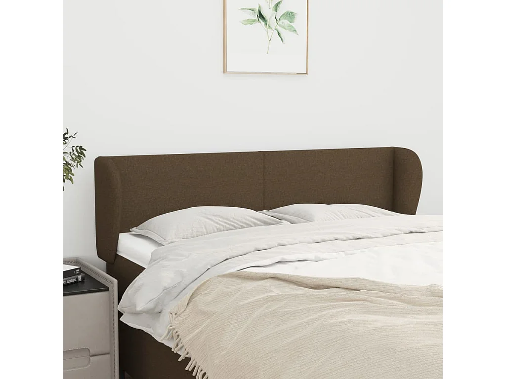 Hoofdbord | Hoofdeinde met randen 147x23x78/88 cm stof donkerbruin