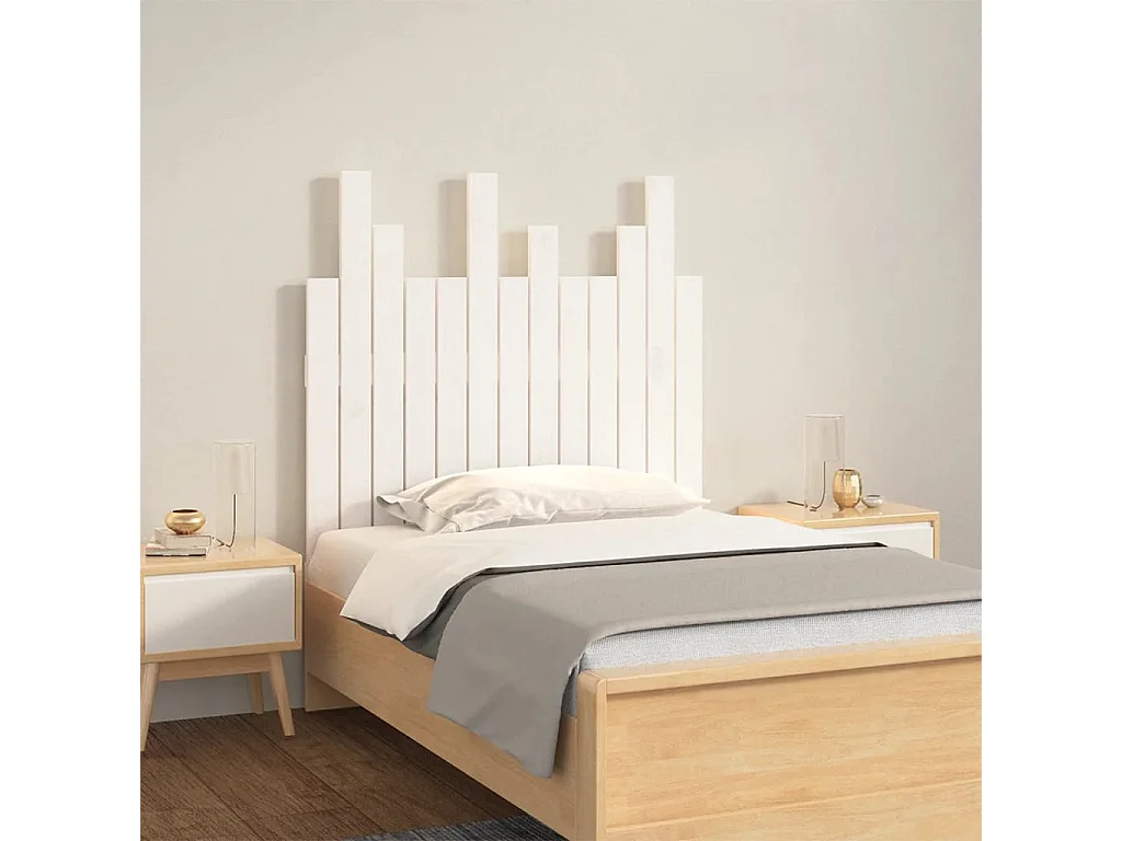 Hoofdbord | Hoofdeinde wandmontage 82,5x3x80 cm massief grenenhout wit