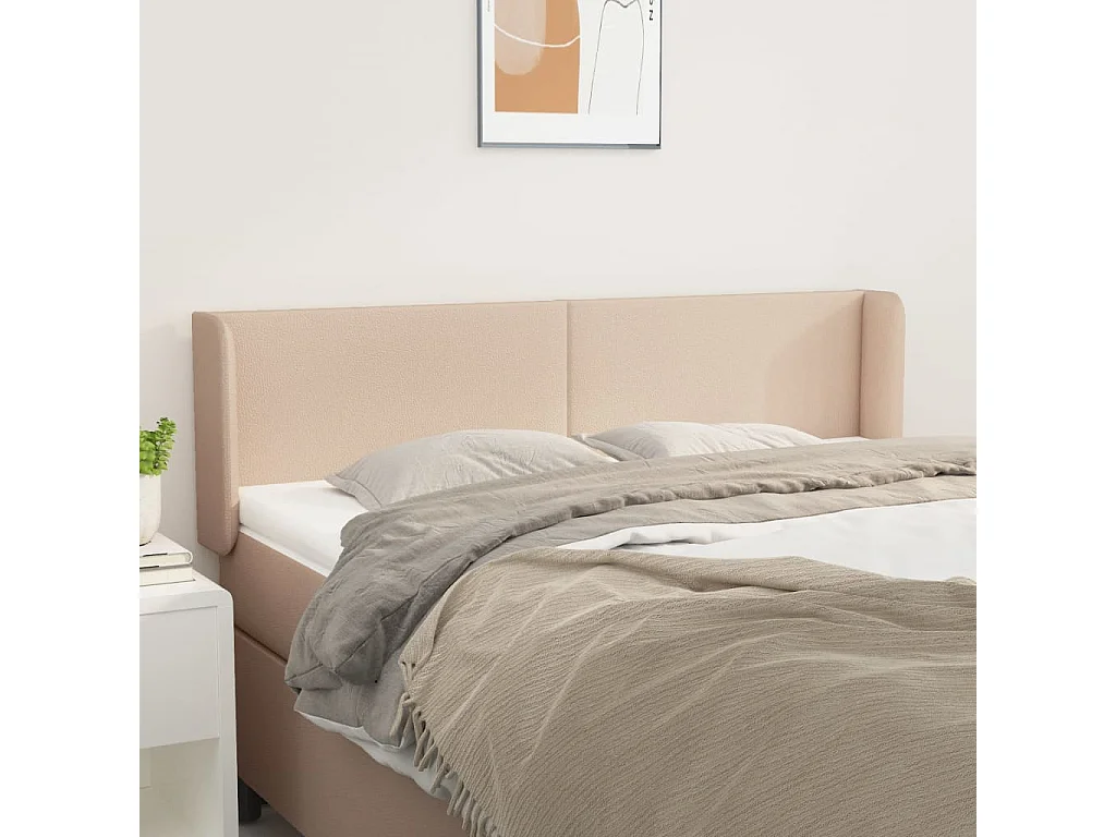 Hoofdbord | Hoofdeinde met randen 147x16x78/88 cm kunstleer cappuccinokleur