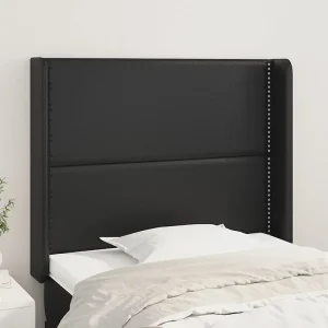 Hoofdbord | Hoofdeinde met randen 103x16x118/128 cm kunstleer zwart Hoofdbord | Hoofdeinde met randen 103x16x118/128 cm kunstleer zwart