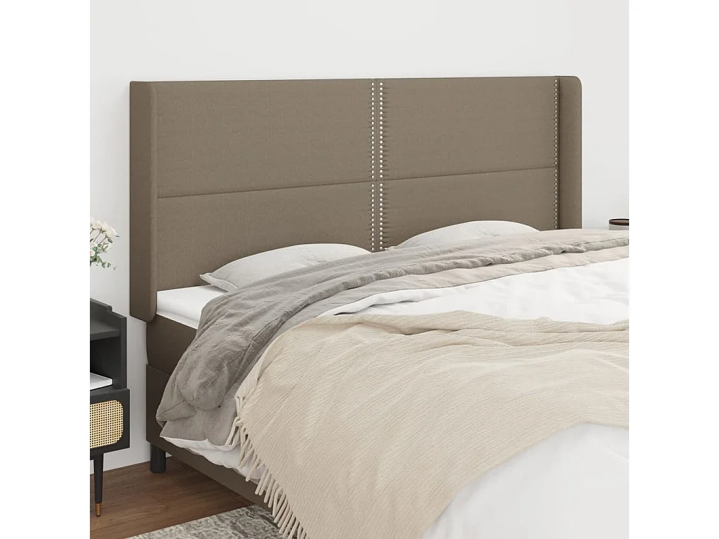 Hoofdbord | Hoofdeinde met randen 183x16x118/128 cm stof taupe