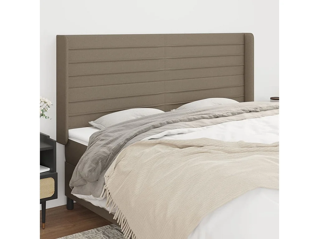 Hoofdbord | Hoofdeinde met randen 183x16x118/128 cm stof taupe