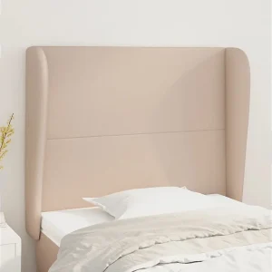 Hoofdbord | Hoofdeinde met randen 103x23x118/128cm kunstleer cappuccinokleur Hoofdbord | Hoofdeinde met randen 103x23x118/128cm kunstleer cappuccinokleur