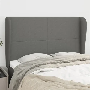 Hoofdbord | Hoofdeinde met randen 147x23x118/128 cm stof donkergrijs Hoofdbord | Hoofdeinde met randen 147x23x118/128 cm stof donkergrijs