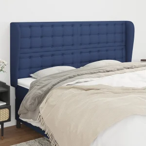 Hoofdbord | Hoofdeinde met randen 163x23x118/128 cm stof blauw