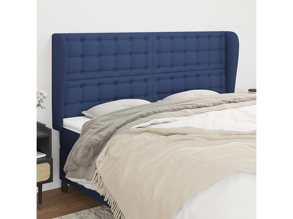 Hoofdbord | Hoofdeinde met randen 163x23x118/128 cm stof blauw