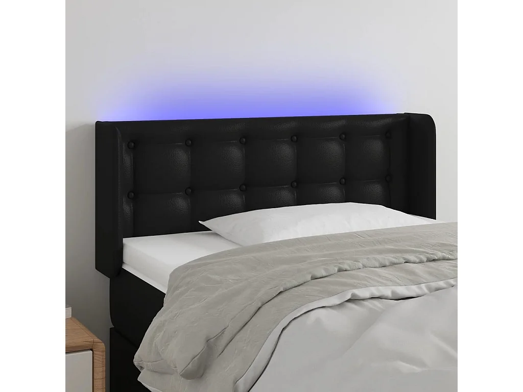 Hoofdbord | Hoofdeinde LED 93x16x78/88 cm kunstleer zwart