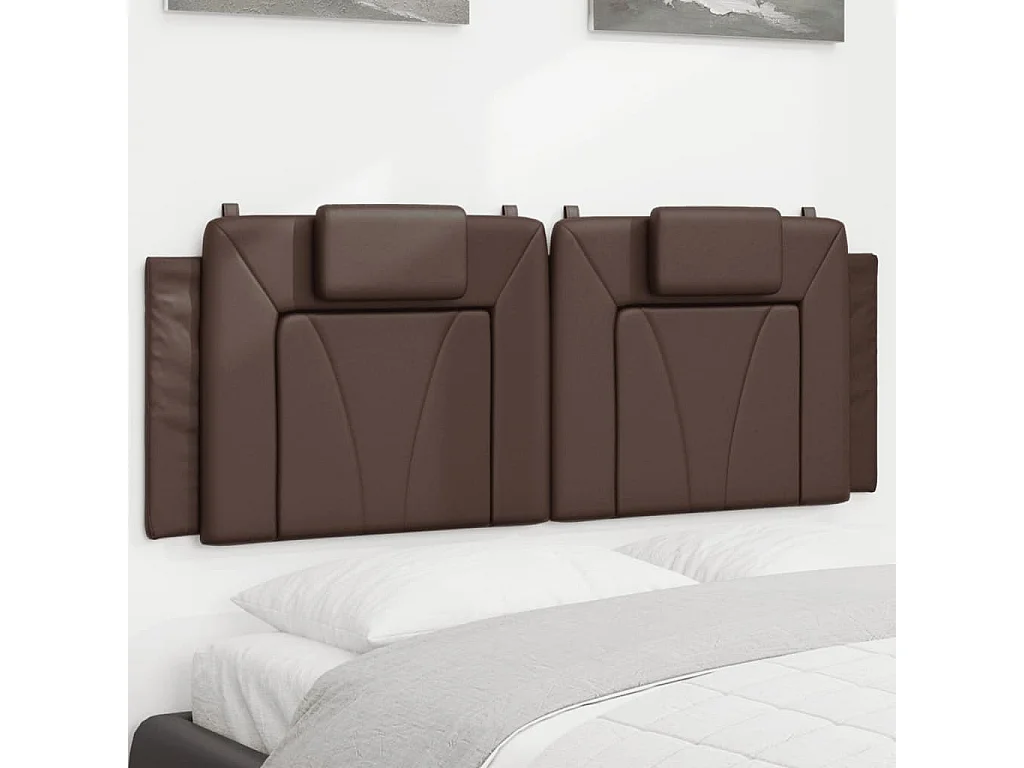 Hoofdbord | Hoofdbordkussen "Viana" 140 cm kunstleer bruin