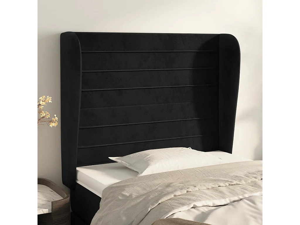 Hoofdbord | Hoofdeinde met randen 103x23x118/128 cm fluweel zwart