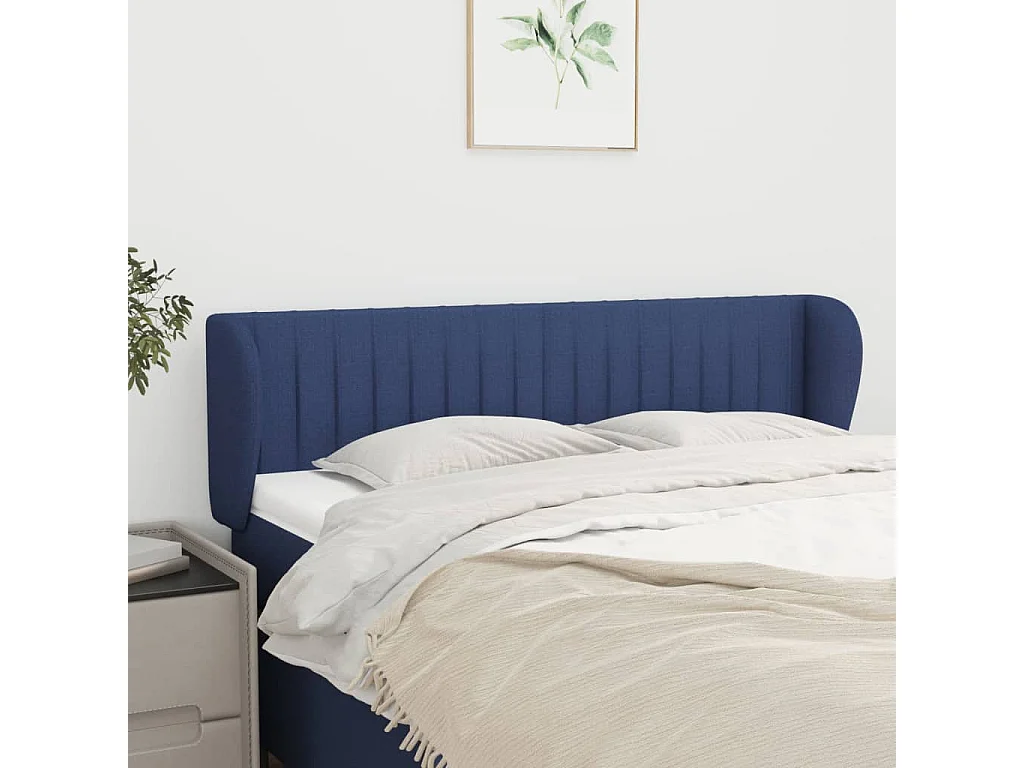 Hoofdbord | Hoofdeinde met randen 147x23x78/88 cm stof blauw