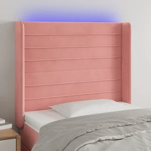 Hoofdbord | Hoofdeinde LED 103x16x118/128 cm fluweel roze Hoofdbord | Hoofdeinde LED 103x16x118/128 cm fluweel roze