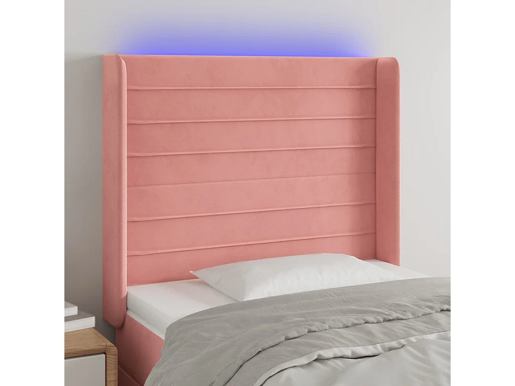 Hoofdbord | Hoofdeinde LED 103x16x118/128 cm fluweel roze