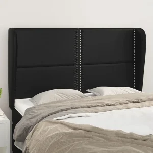 Hoofdbord | Hoofdeinde met randen 147x23x118/128 cm kunstleer zwart Hoofdbord | Hoofdeinde met randen 147x23x118/128 cm kunstleer zwart