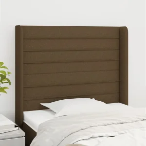 Hoofdbord | Hoofdeinde met randen 103x16x118/128 cm stof donkerbruin