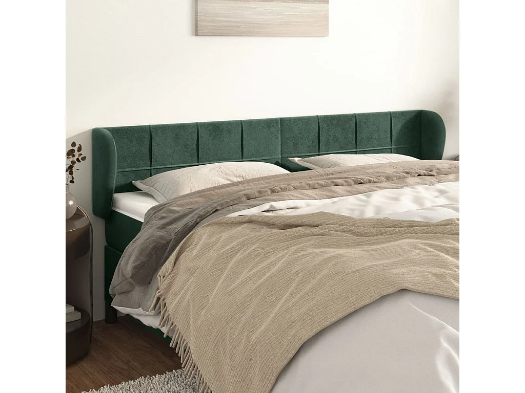 Hoofdbord | Hoofdeinde met randen 163x23x78/88 cm fluweel donkergroen