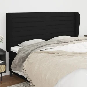 Hoofdbord | Hoofdeinde met randen 163x23x118/128 cm stof zwart