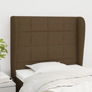 Hoofdbord | Hoofdeinde met randen 103x23x118/128 cm stof donkerbruin