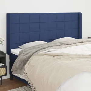 Hoofdbord | Hoofdeinde met randen 203x16x118/128 cm stof blauw